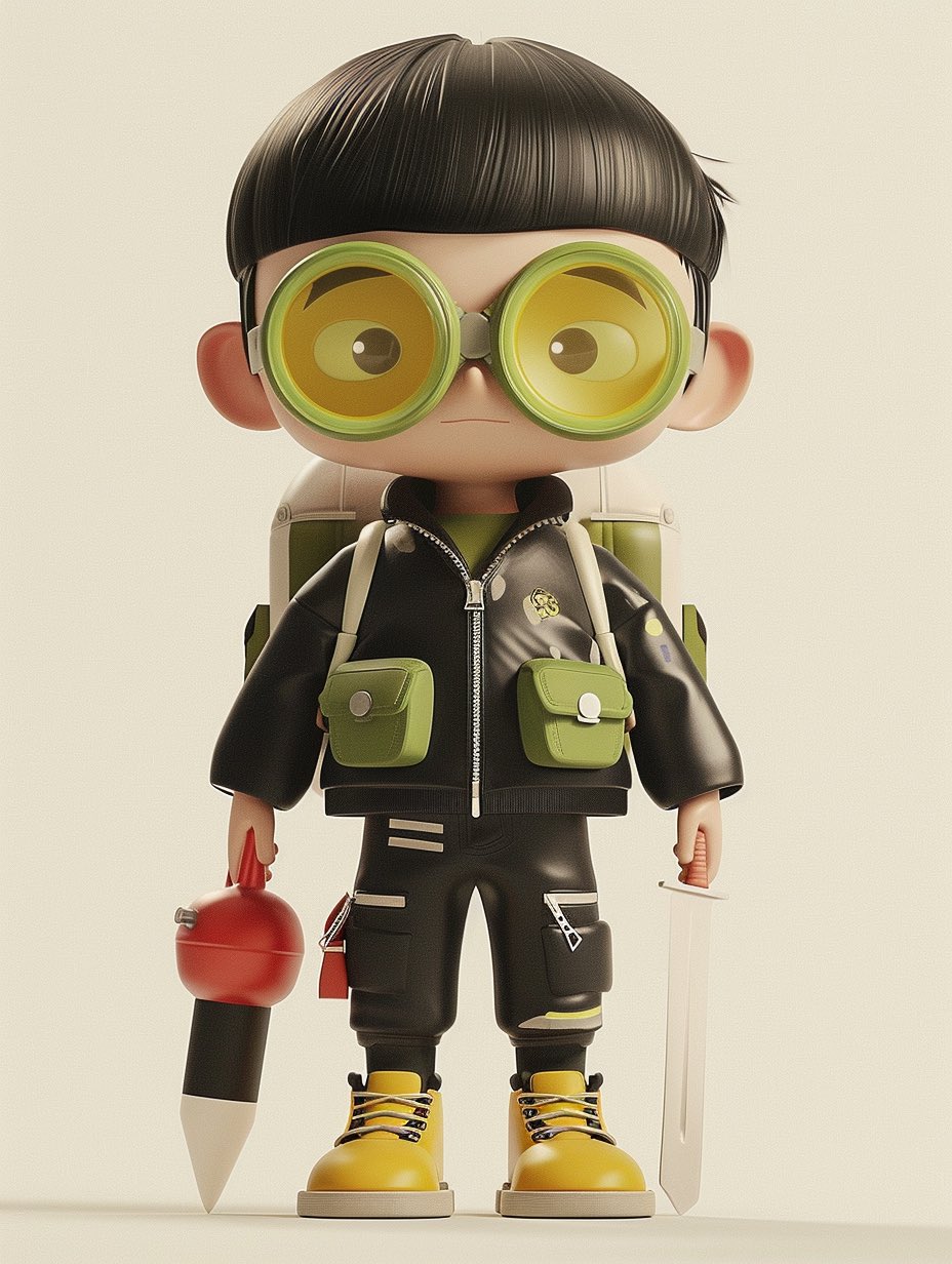 Full-body 3D cartoon realistic render from the Vogue AI prompt library