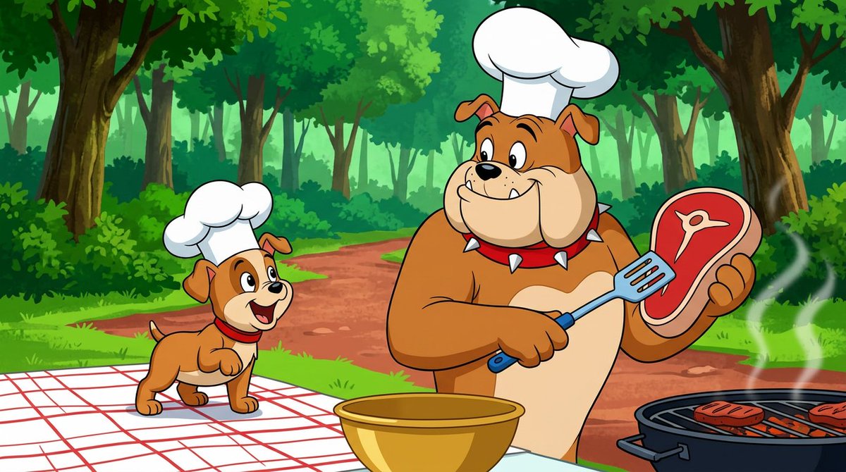Classic cartoon bulldog mascot prompt example from the Vogue AI prompt library