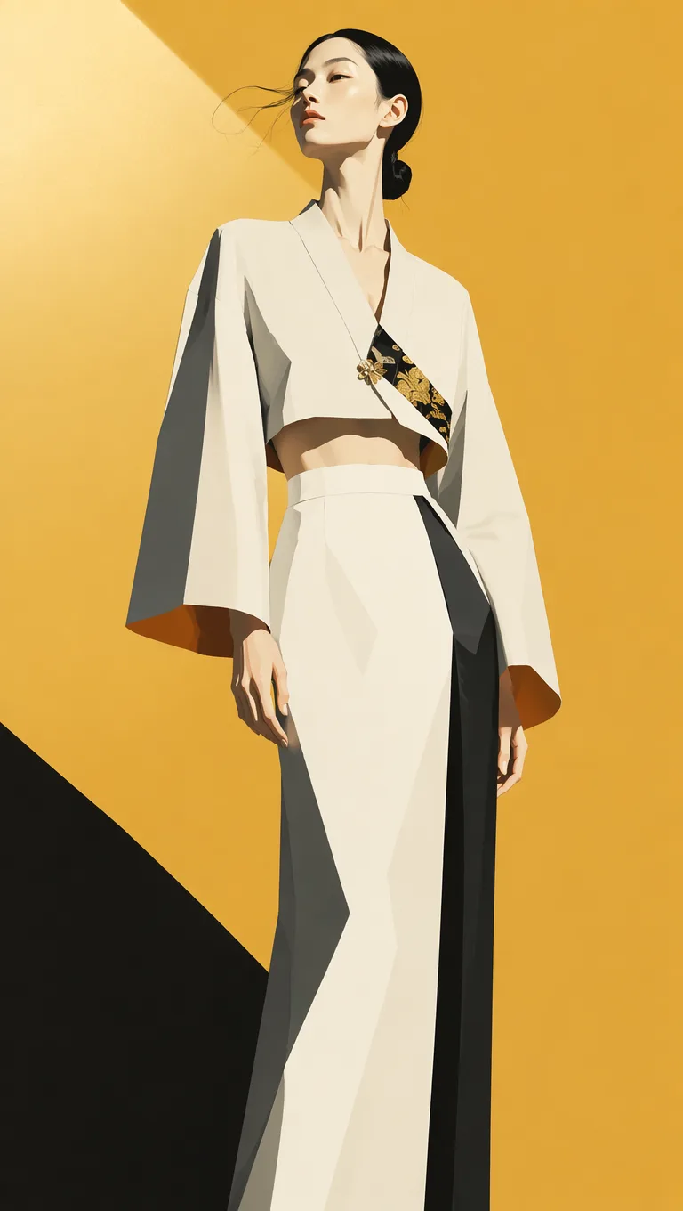 Yellow Black Japanese Fashion Magazine Cover Illustration AI 4