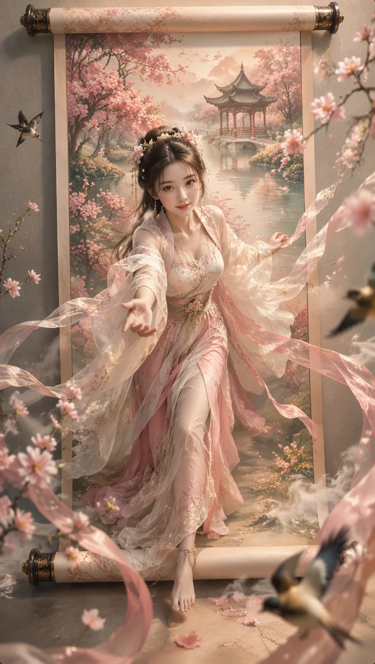 Oriental Fantasy Scroll Emergence Poster AI 2