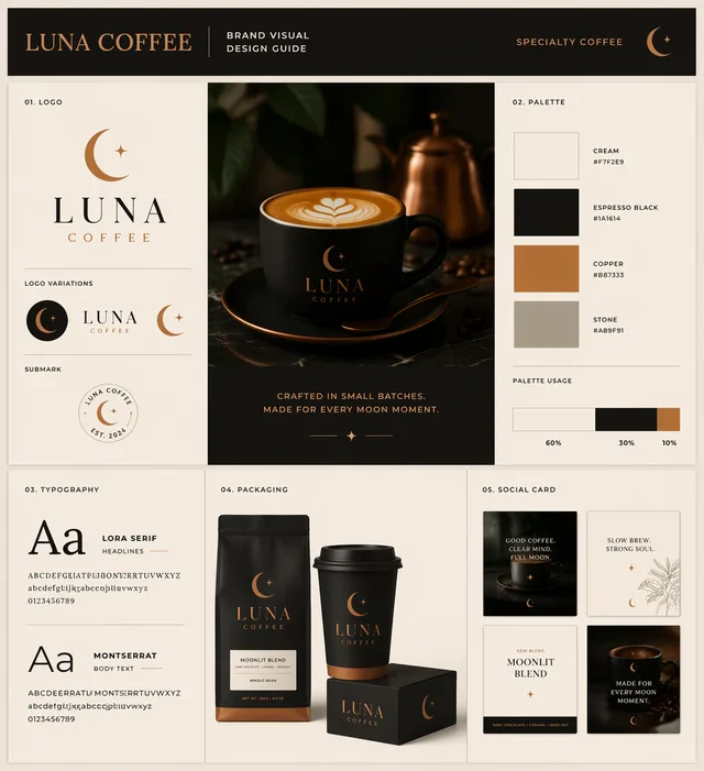Brand Visual Design Guide Board AI prompt example