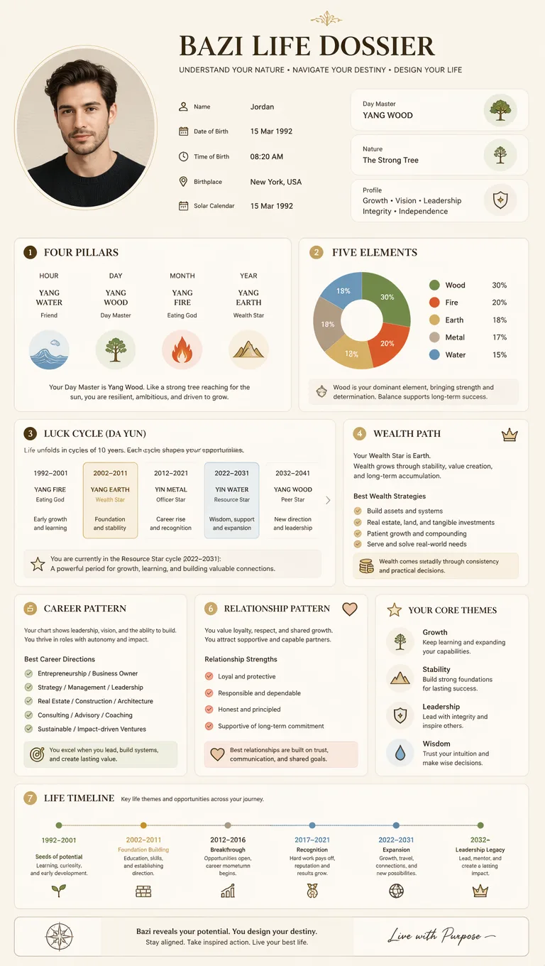 Bazi Life Dossier Infographic AI prompt example