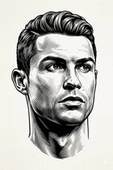 Full Prompt Black White Engraved Portrait Illustration