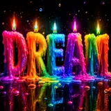 Vibrant Rainbow Colored 3D Candle Typography Giant