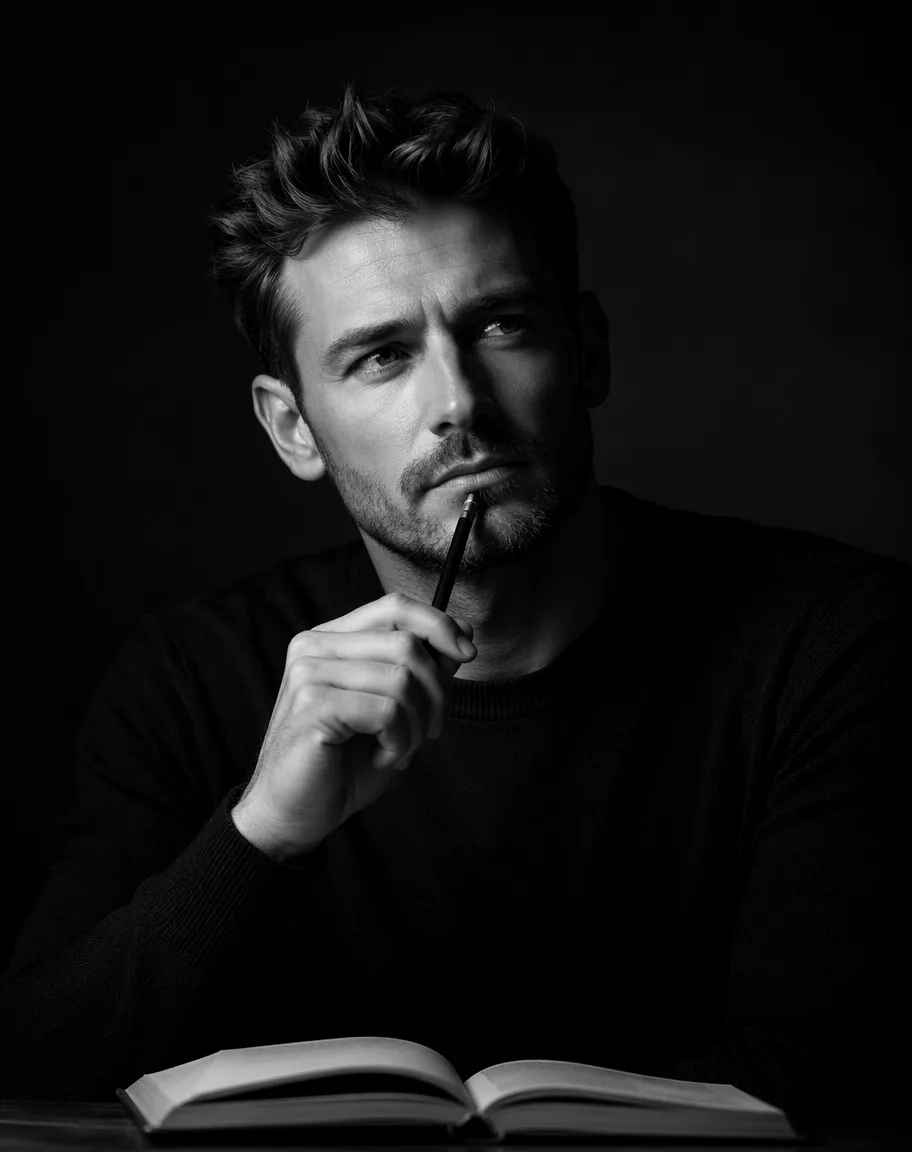 Black And White Intellectual Portrait AI 2