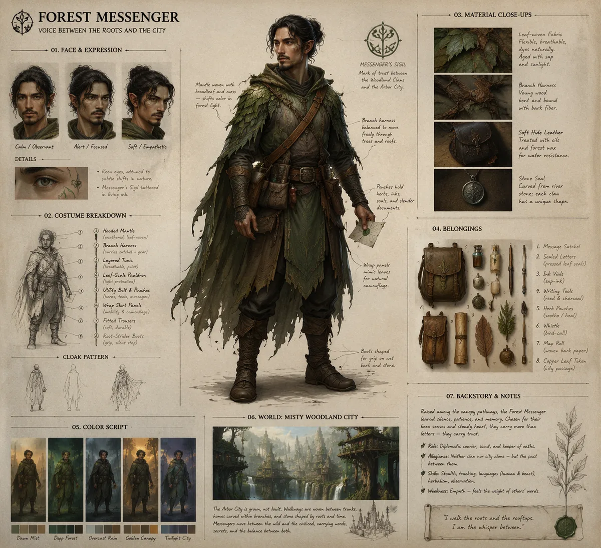 Deep Character Concept Breakdown Board AI prompt example