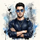 Stylish Portrait Young Man Professional Watercolor Illustration