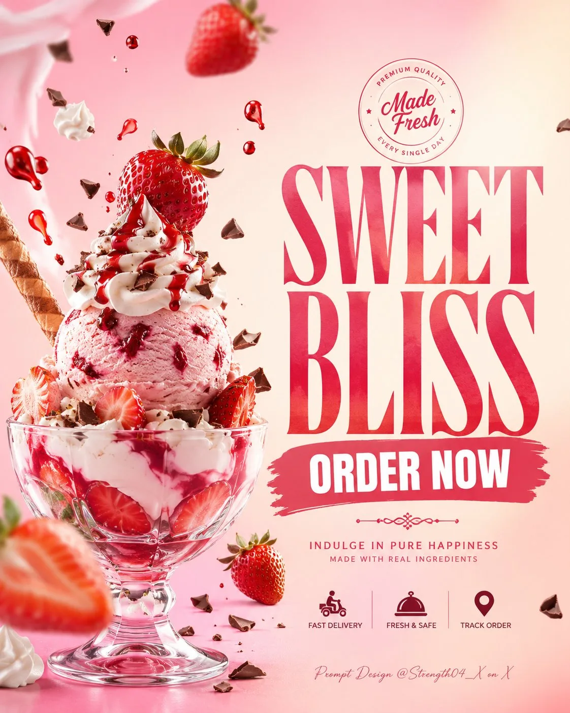 Strawberry Ice Cream Sundae