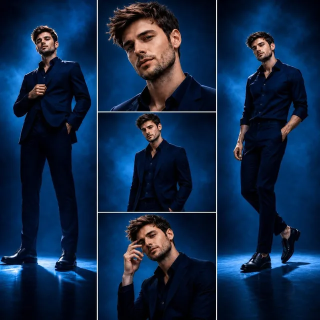 Luxury Fashion Editorial Three-Panel Composition prompt example