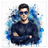 Stylish Portrait Young Man Professional Watercolor Illustration