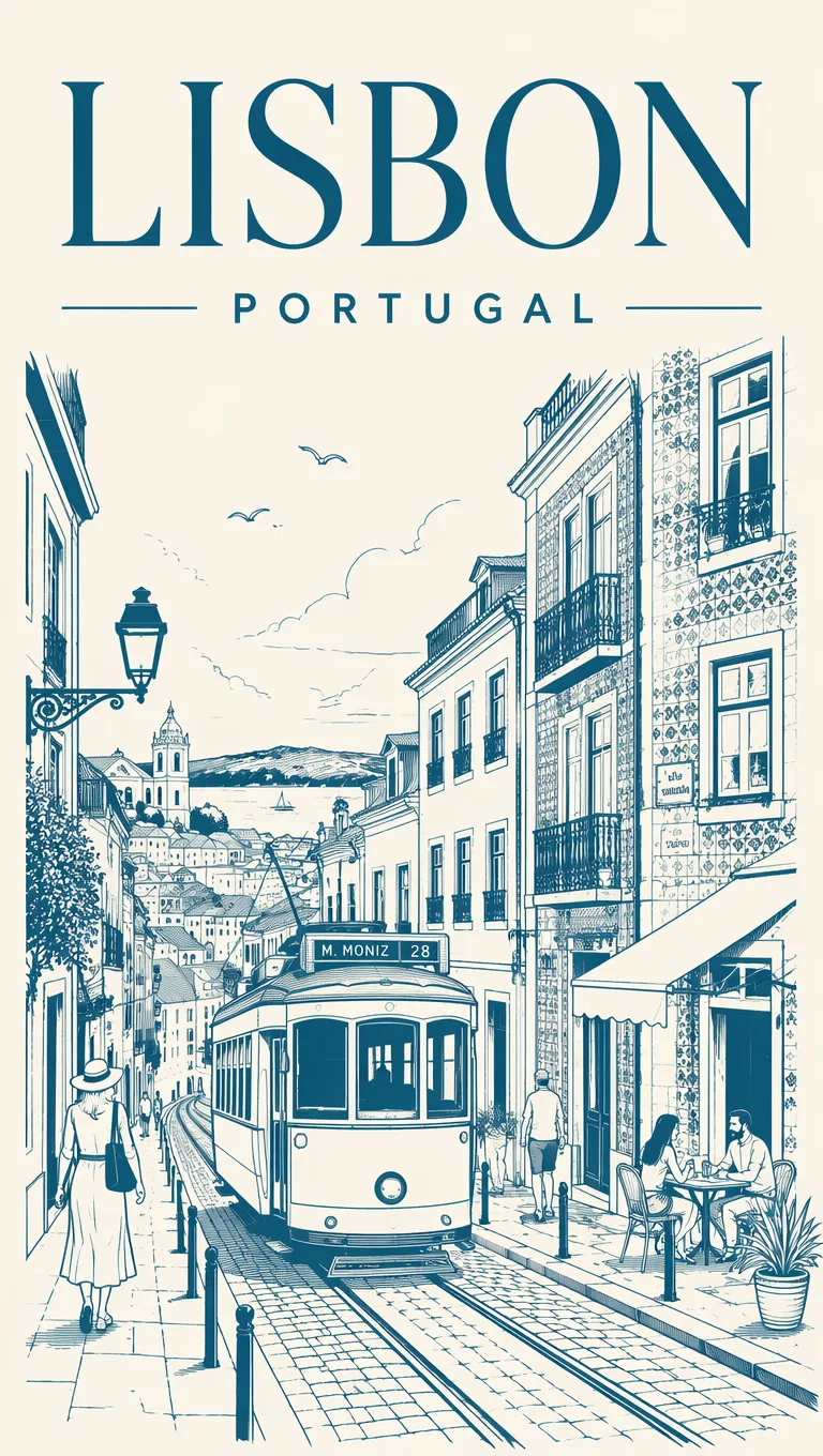 Minimalist Line Art Everyday City Travel Poster AI 3