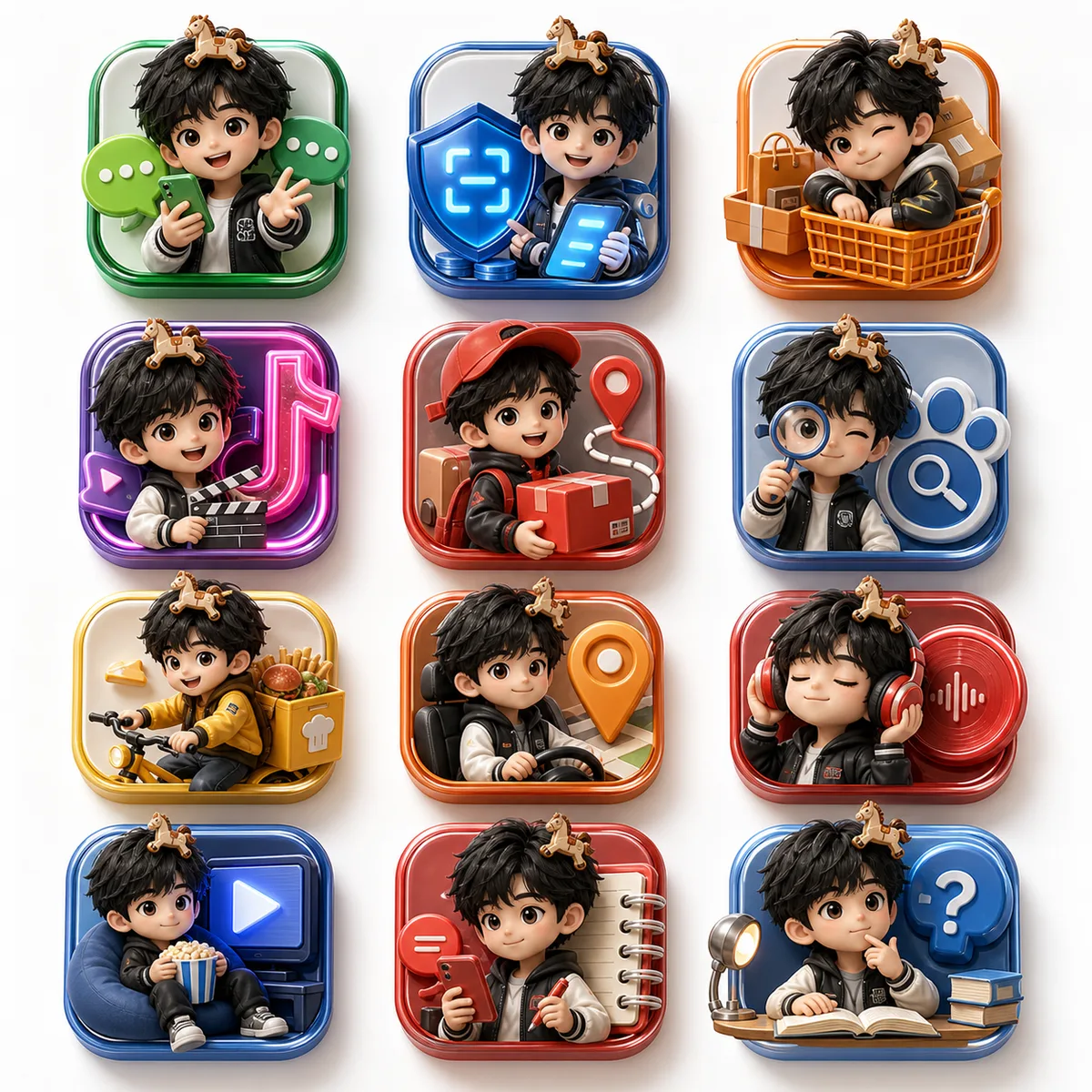 Personalized App Icon Grid AI prompt example