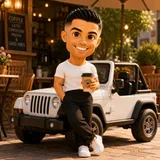 Cute 3D Chibi Style Character Leaning Against