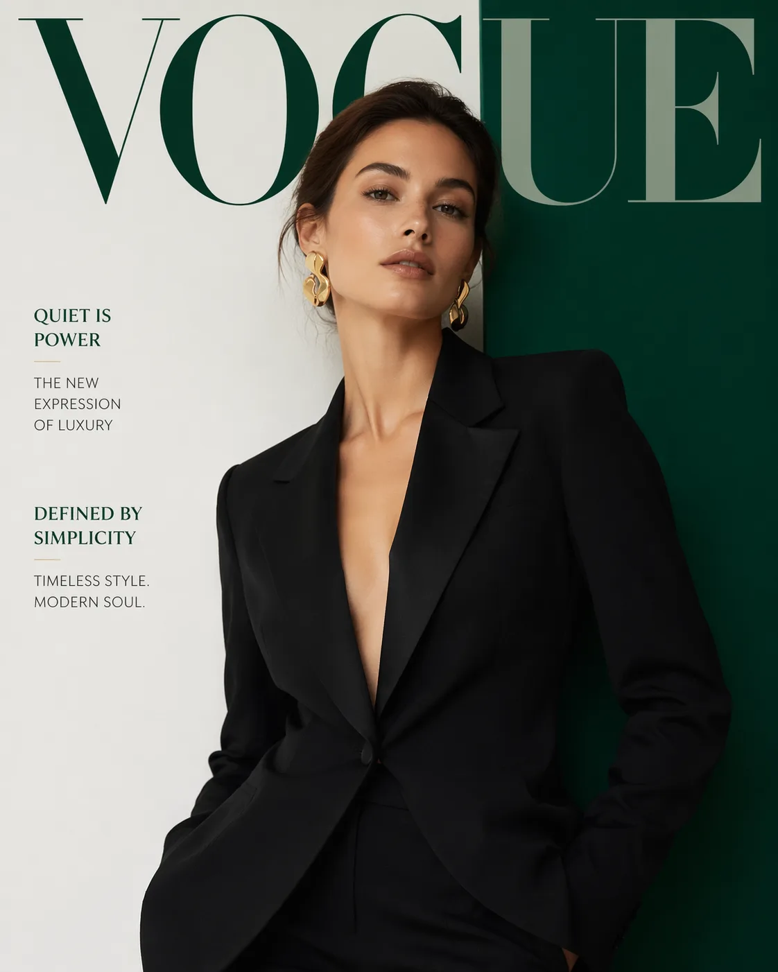 Minimal Fashion Magazine Cover AI prompt example