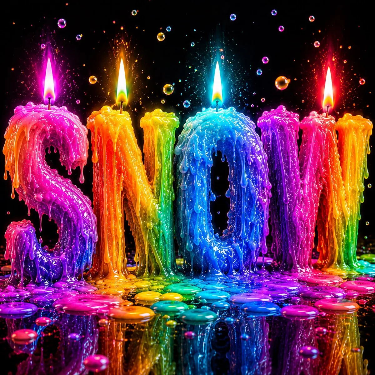 Rainbow Wax Typography Render