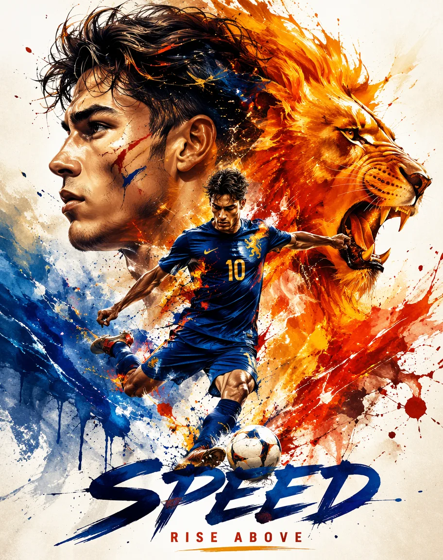 Fictional Football Illustration Poster AI 2