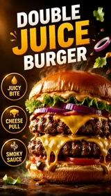 High Impact Commercial Food Double Juice Burger Commercial Poster Variant 01