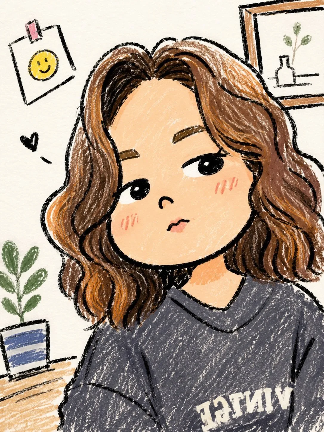 Smiling Expression Cute Hand Drawn Chibi Girl 2