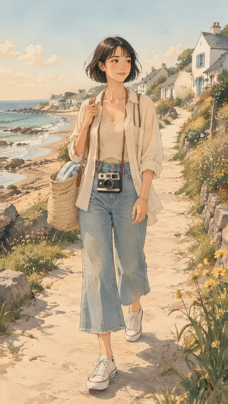Hand Drawn Anime Beach Walk AI 3