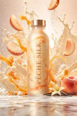 Peche Silk Elegant Frosted Glass Bottle Ad Poster Variant 01