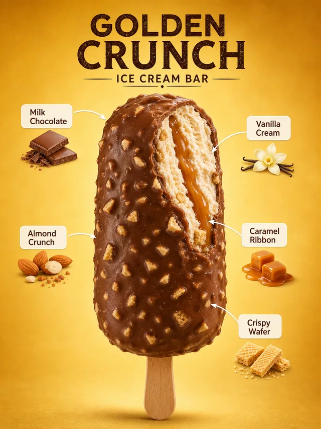 Ice Cream Bar Ingredient Infographic Render AI prompt example