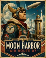 Retro Futuristic Aviation Travel Poster Variant 01
