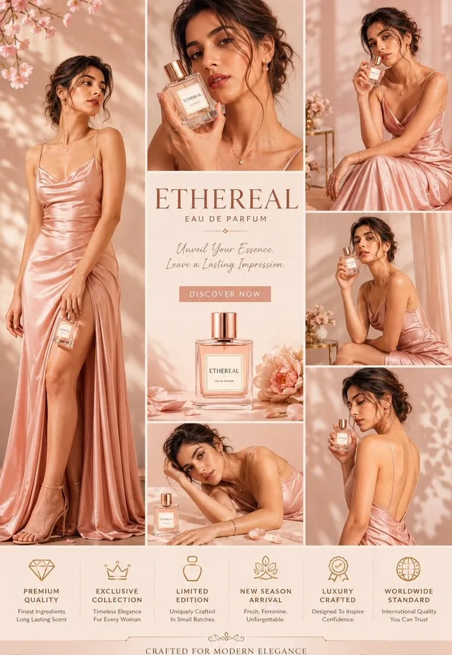 Ultra-Premium Luxury Fashion Advertisement Collage prompt example
