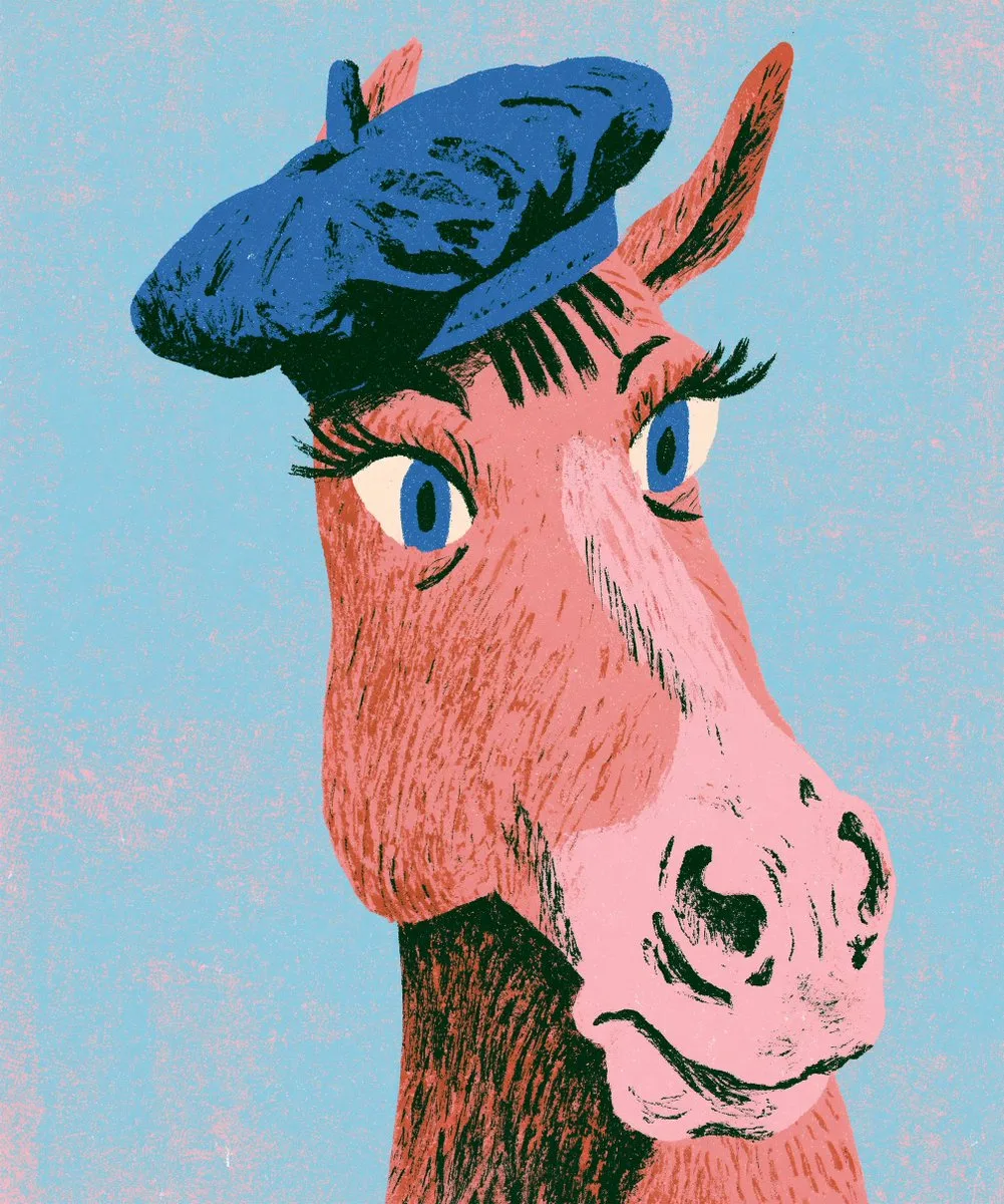 a Horse Wearing a Beret Hat prompt example