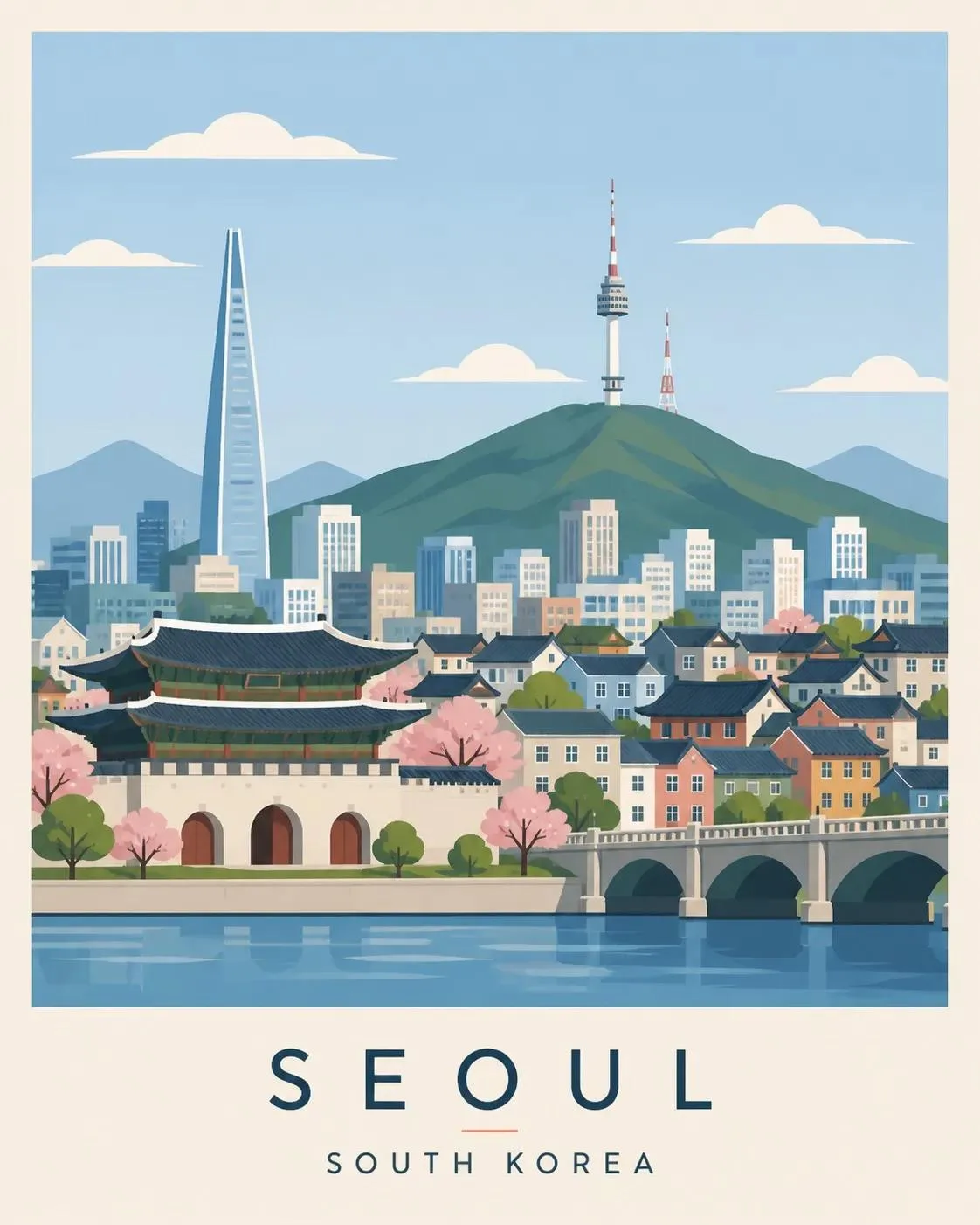 Create Premium Editorial Travel Poster Illustration Destination