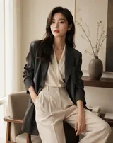 Korean Editorial Chair Pose Fashion Portrait Variant 02