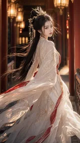 Ancient Style Golden Glance Xianxia Portrait Adult East Asian Woman 25 Refined Pale Face Phoenix Eyes Cool Quiet Gaze