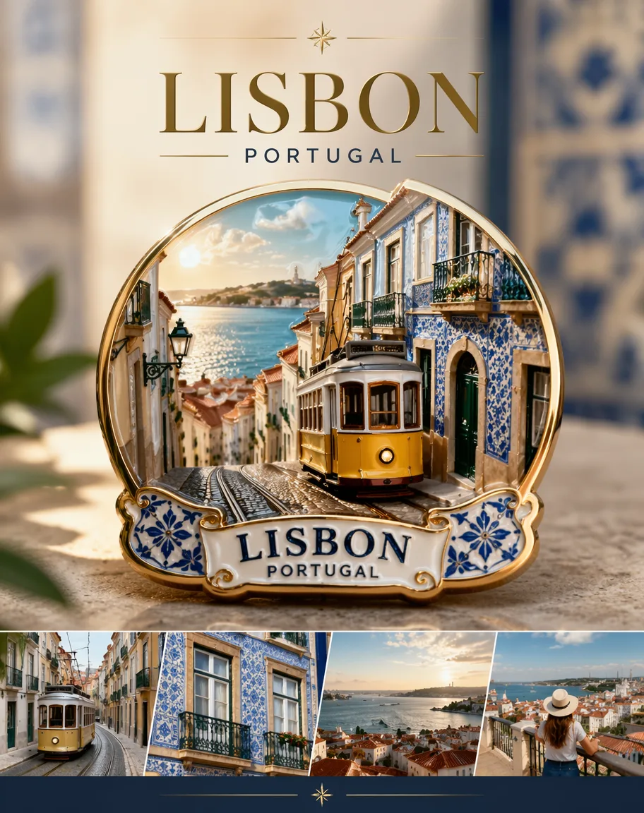 3D Souvenir Badge Travel Poster AI 2