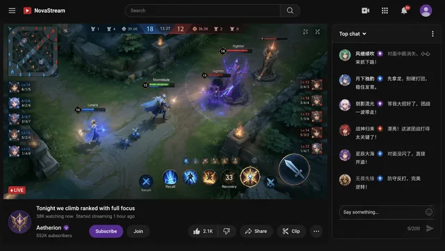 YouTube Gaming Livestream Screenshot AI prompt example