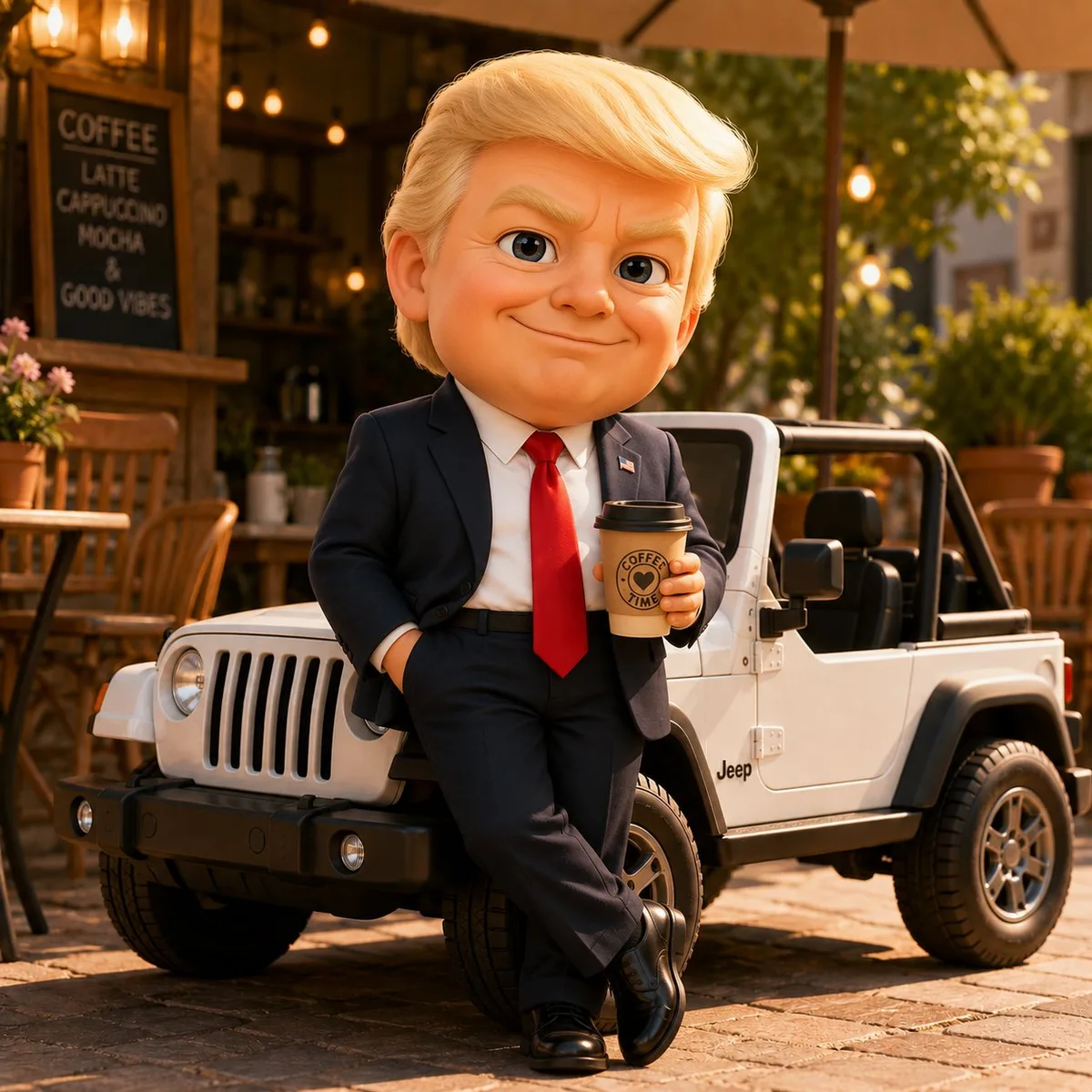 Cute 3D Chibi Style Character Leaning Against 3