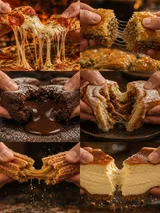 Food Action Six Panel Texture Collage Food Global Dessert Pull