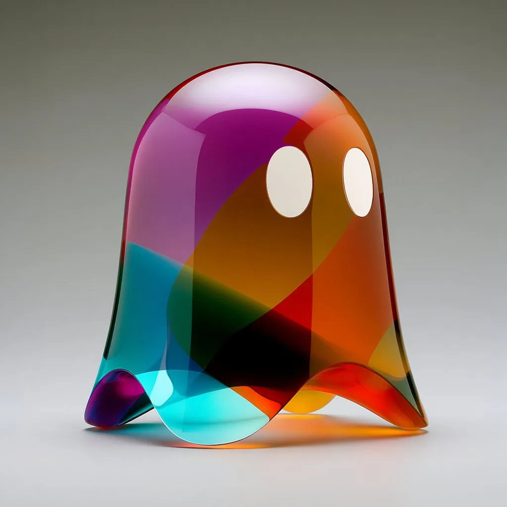 Glass and Paper Pac-Man Ghost Styles prompt example