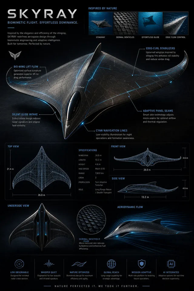 Biomimetic Aerospace Concept Poster AI prompt example