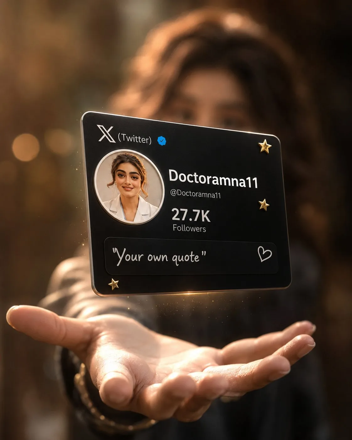 Floating Profile Card Close-Up Photo
