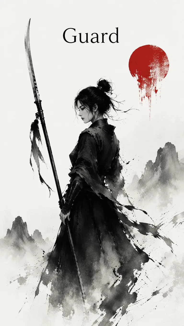 Traditional Sumi e Warrior Poster AI 2