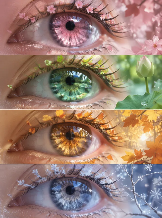 Image To Image Four Season Eye Macro Vertical