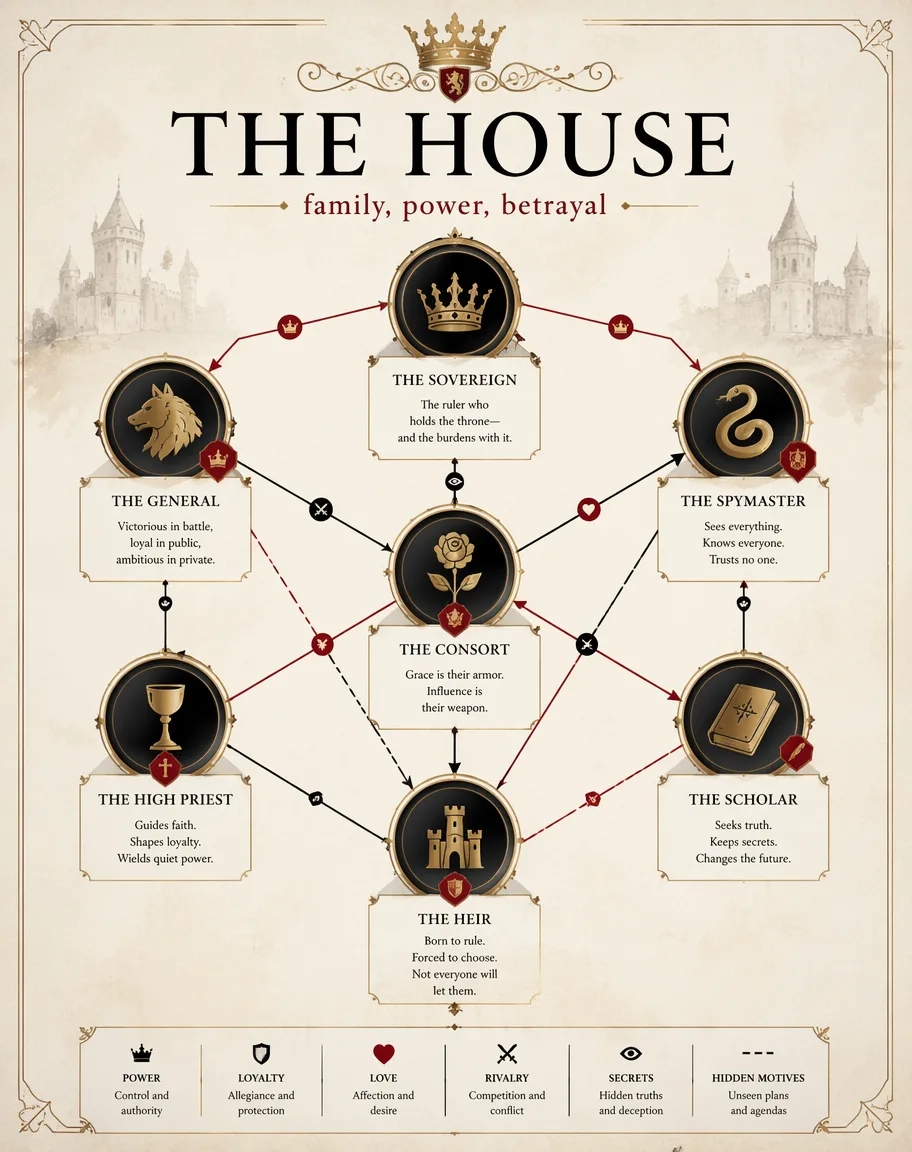 High Design Character Relationship Diagram Poster AI 2