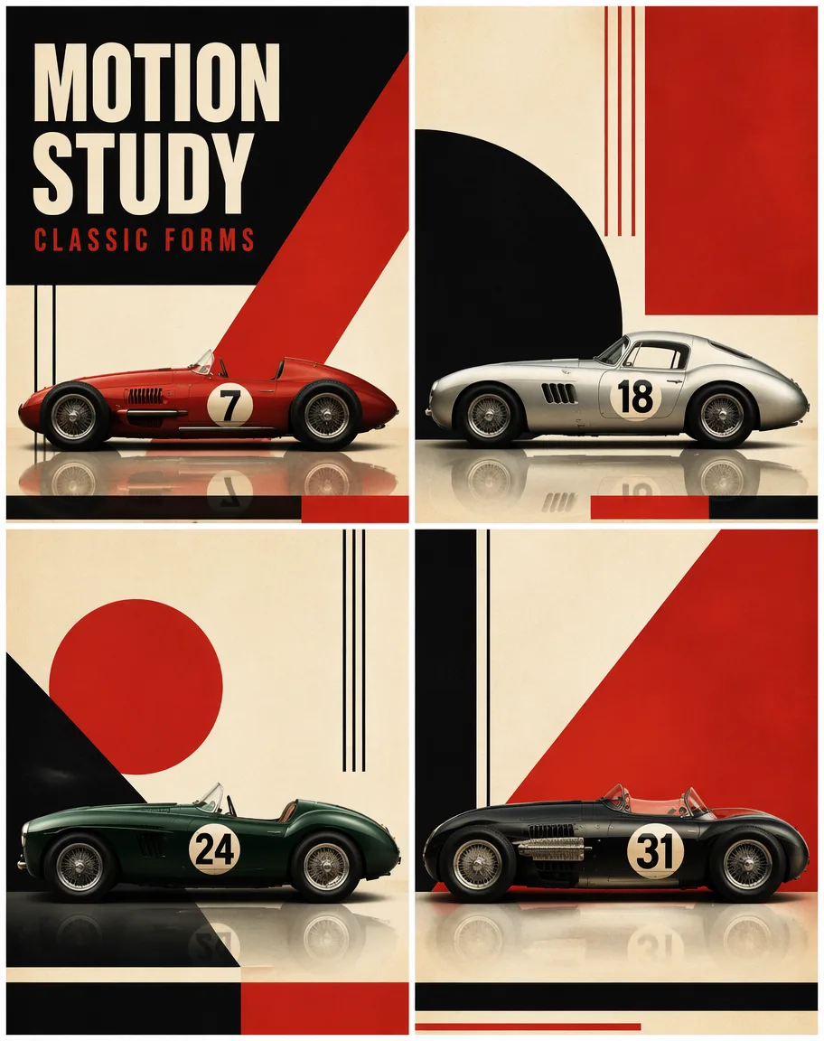 Constructivist Classic Car Editorial Grid AI 2