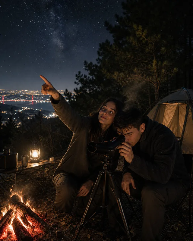 Documentary Campsite Couple Film Still AI prompt example