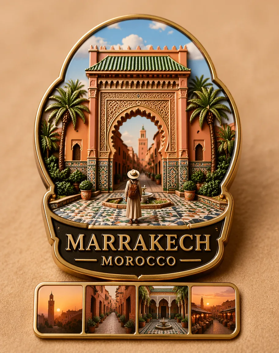 3D Souvenir Badge Travel Poster AI 3