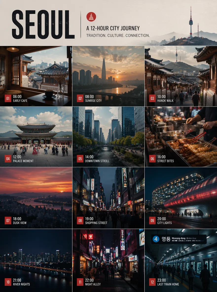 City Twelve Hours Collage Poster AI 2