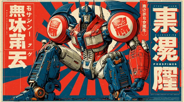 Japanese Optimus Prime Movie Poster prompt example
