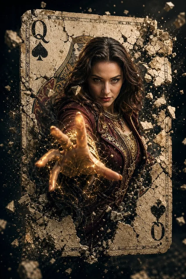 Cinematic Movie Poster With Powerful Female Lead prompt example