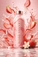 Peche Silk Elegant Frosted Glass Bottle Ad Poster Variant 02