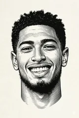 Full Prompt Black White Engraved Portrait Illustration