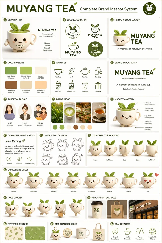 Brand Identity Mascot Board AI prompt example